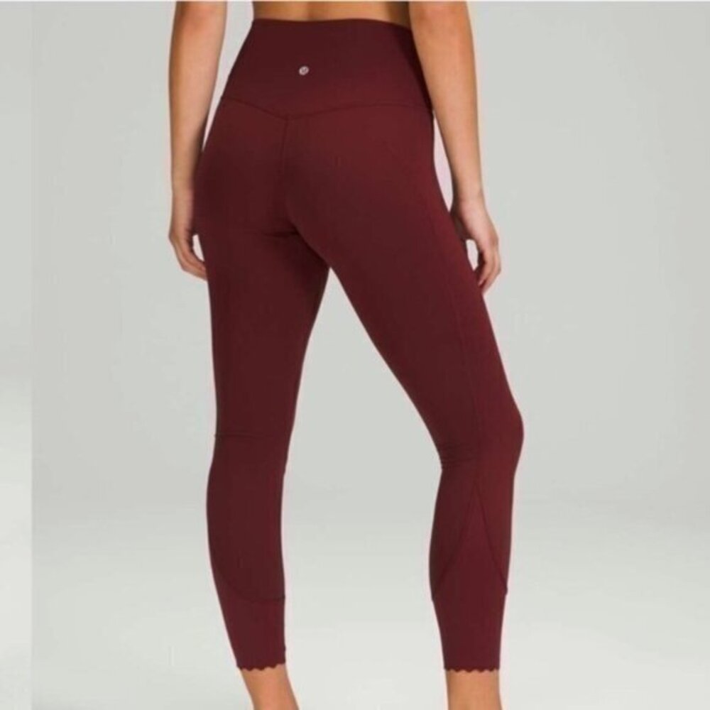Lululemon Align Scalloped High Rise Pant 25” Red Merlot Size 2